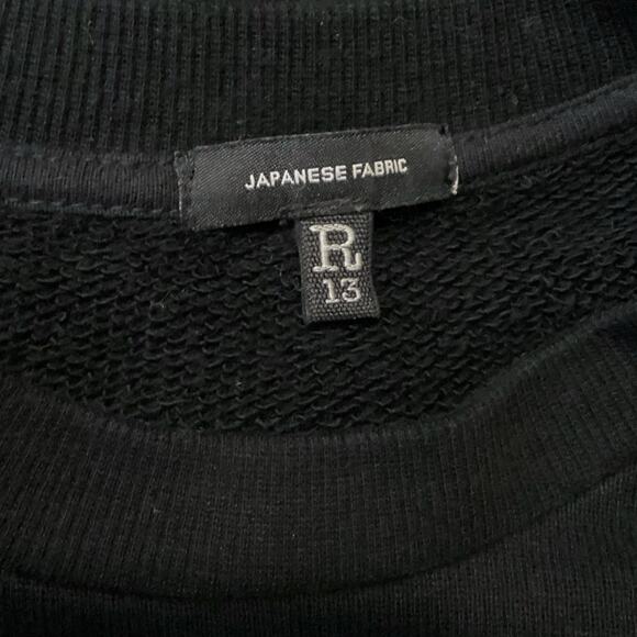 R13 Pleated Sleeve Drop Shoulder Japanese French Terry Black Sweatshirt S - Picture 10 of 12